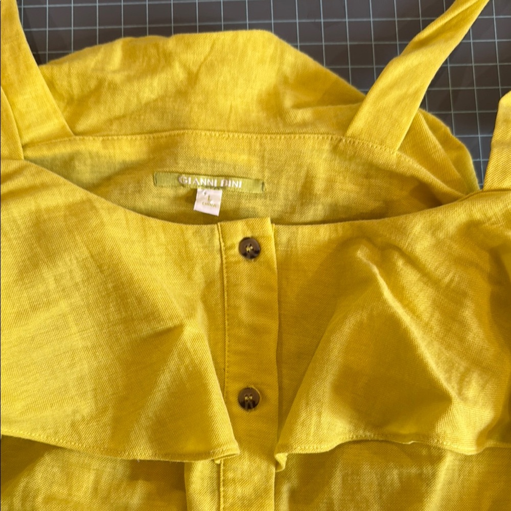 Gianni Bini Yellow Ruffled Sleeveless Tank Top - Picture 4 of 5